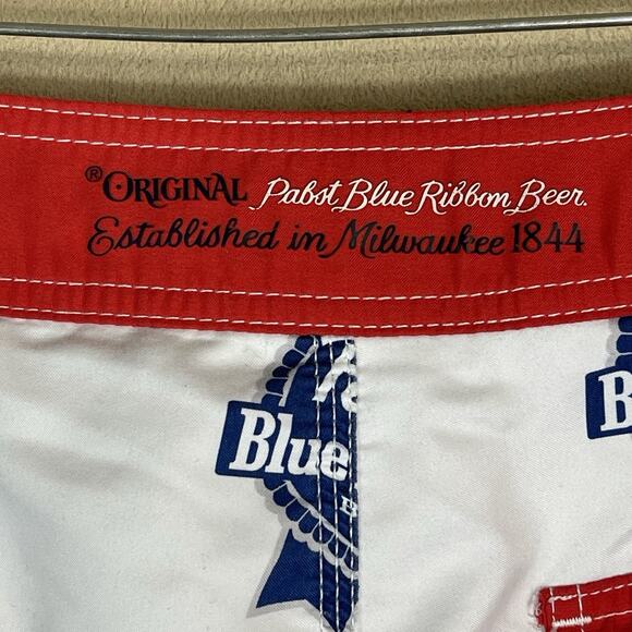 O'neill x Pabst Blue Ribbon Swim Trunk Mens 29‎ White Drawstring Waist Pockets - Picture 10 of 15